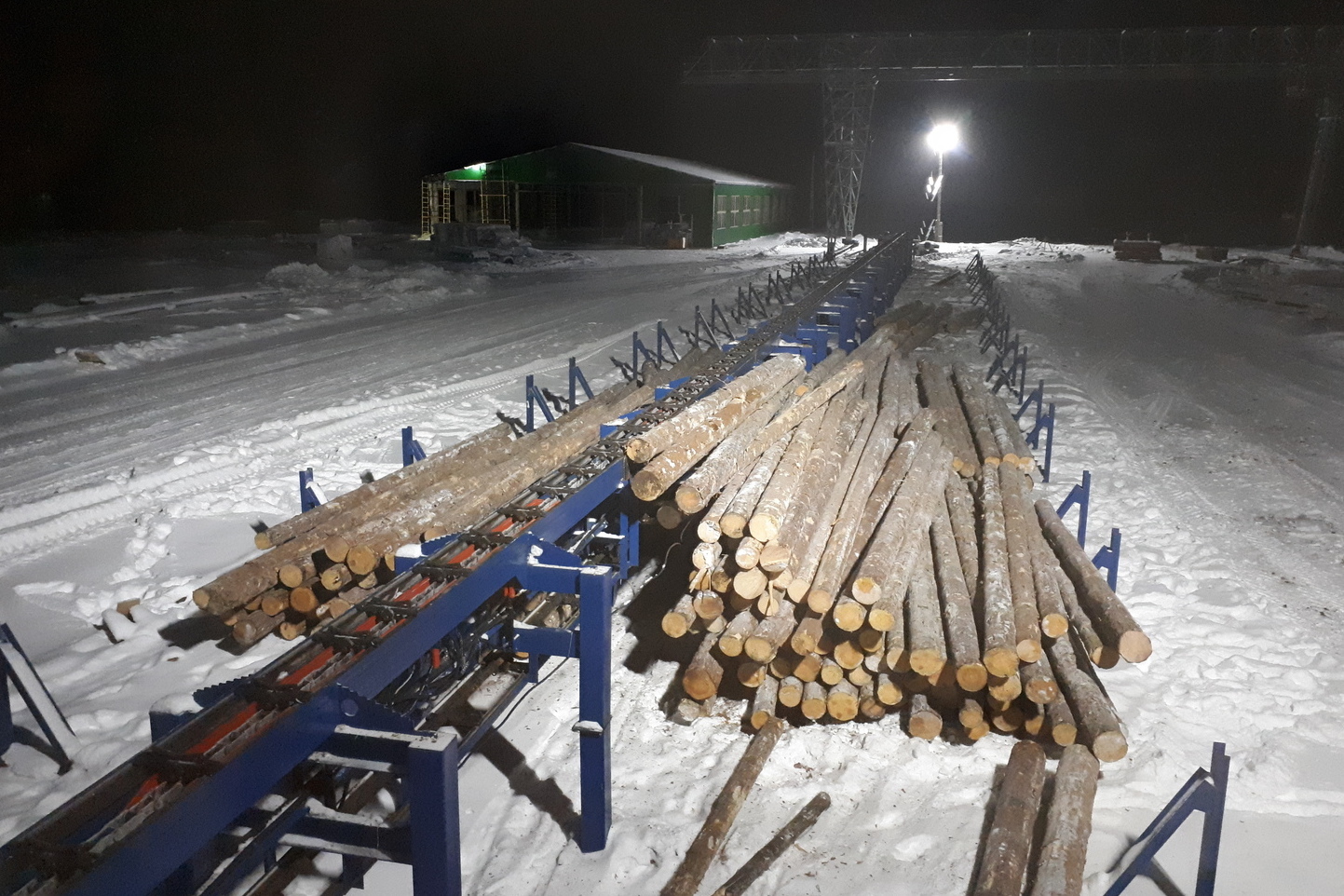 Линия сортировки бревен в работе Линия сортировки бревен в работе